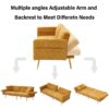 Luxury Corduroy Foldable Double Sofa Bed With Folding Armrests - Yellow - Image 6