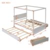 Full Size Canopy Platform Bed With Trundle Bed And 2 Drawers, Support Slats, No Box Spring Needed - Brushed White - Image 9