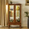 Curio Cabinet Lighted Curio Diapaly Cabinet With Adjustable Shelves And Mirrored Back Panel, Tempered Glass Doors (3 Tier), (E26 Light Bulb Not Included) - Oak - Image 2