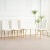 Modern Upholstered Dining Chair (Set of 4) With Gold Plated Metal Legs - White - Image 4