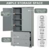 Wide Bathroom Storage Cabinet, Freestanding Storage Cabinet With Two Drawers And Adjustable Shelf, MDF Board With Painted Finish - Gray - Image 5