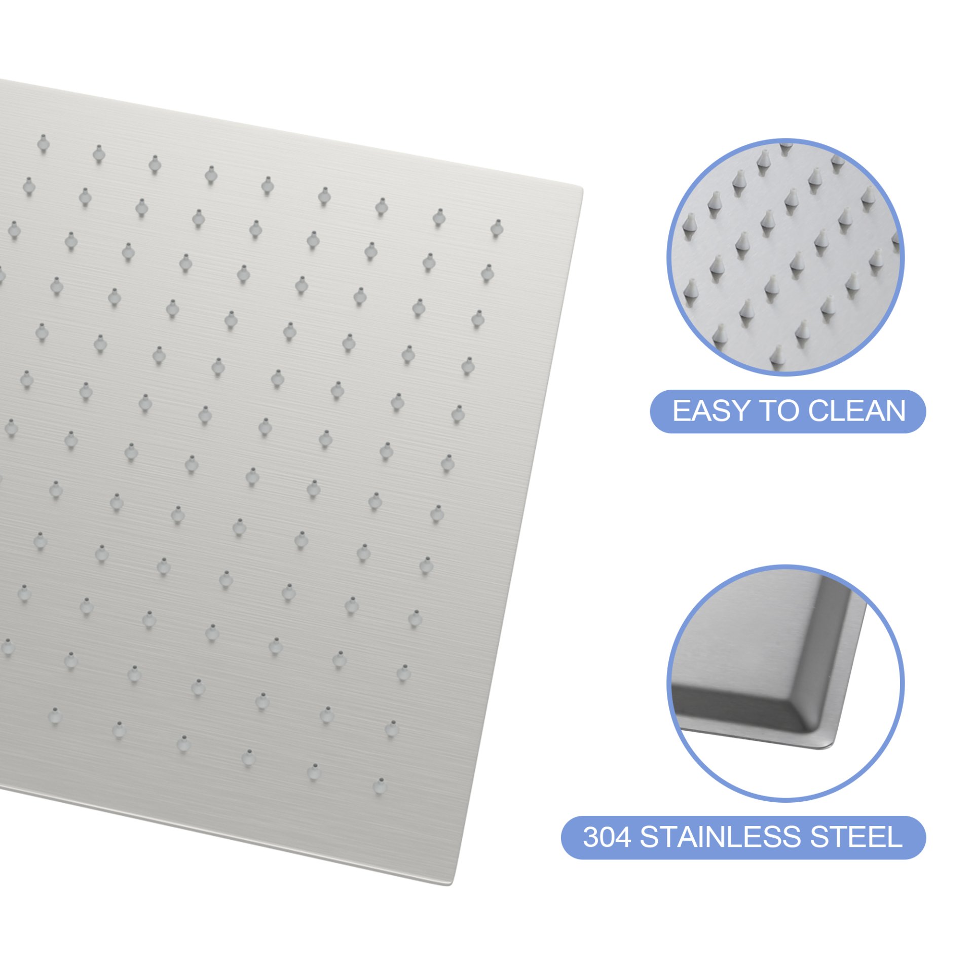 Modern 10" Square Rainfall Shower Head & Stainless Steel Wall Or Ceiling Mount Luxury Spa Shower Panel - Brushed Nickel - Image 9