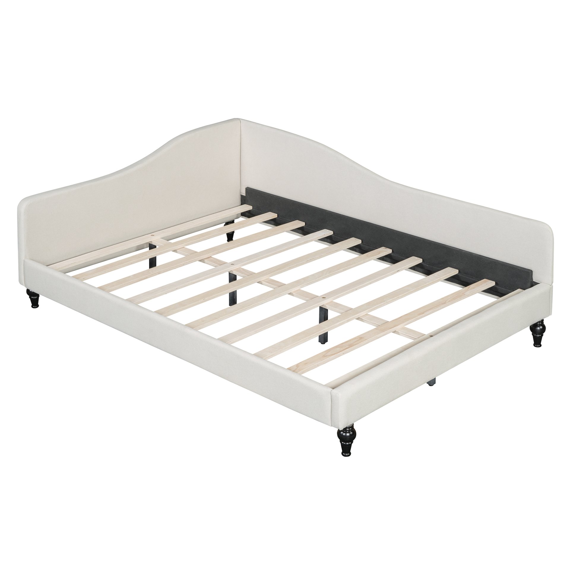 Full Size, Durable Construction Modern L Shaped Linen Daybed With Legs - Beige - Image 6