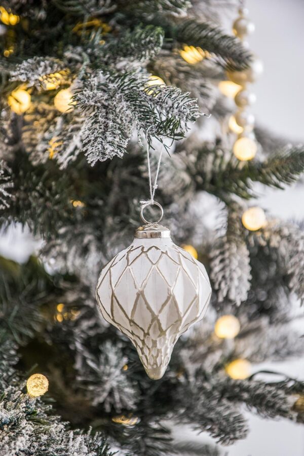 Christmas Ball Ornaments, Glass Decorative Hanging Ball Christmas Tree Ornaments, For Holiday Decorations (Set of 6) - White