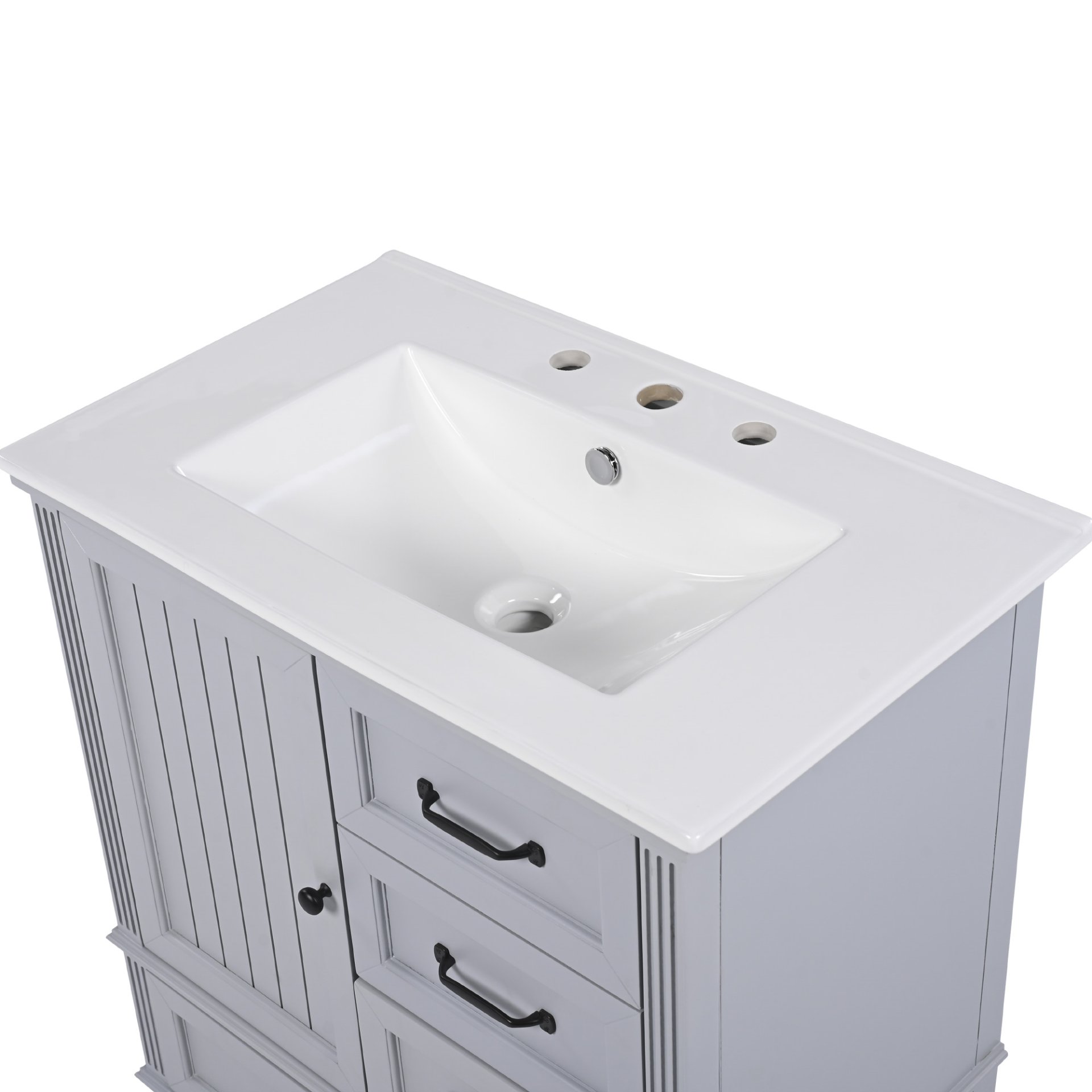 30" Bathroom Vanity With Sink, Bathroom Cabinet With A Door, 3 Drawers Legs, Adiustable Foot Pads - Gray - Image 21