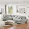 Oversized Sectional Sofa U - Shaped Sofa Couch Modern Sofa Upholstered In Soft Corduroy With A Chaise Lounge For Living Room - Gray - Image 15