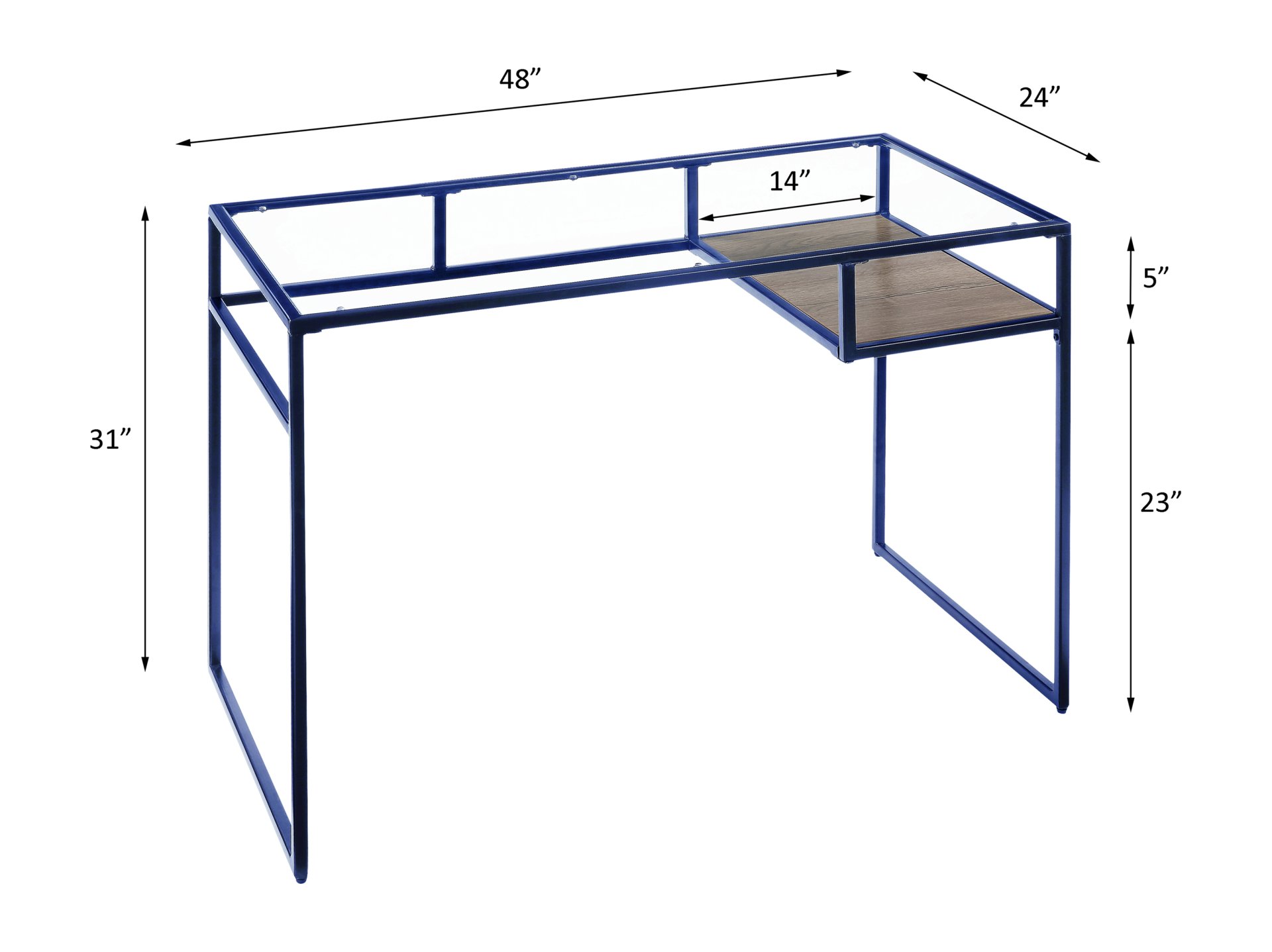 Yasin - Glass Top Writing Desk - Blue - Image 2