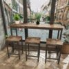 Modern Long Dining Table Set With 3 Stools Construction - Natural - Image 5
