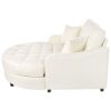 Chaise Lounge Sofa Bed With Tufted Seat And Detachable Pillows Chenille - Beige - Image 13