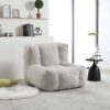 Modern Indoor Fluffy Bean Bag Chair With Memory Foam And Ottoman Super Soft Velvet - Light Gray - Image 12