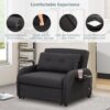 3 In 1 Pull Out Sofa Sleeper With Wing Table And USB Charge - Black - Image 7
