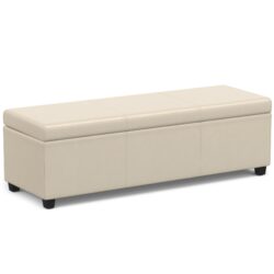 Avalon - Extra Large Storage Ottoman Bench - Satin Cream