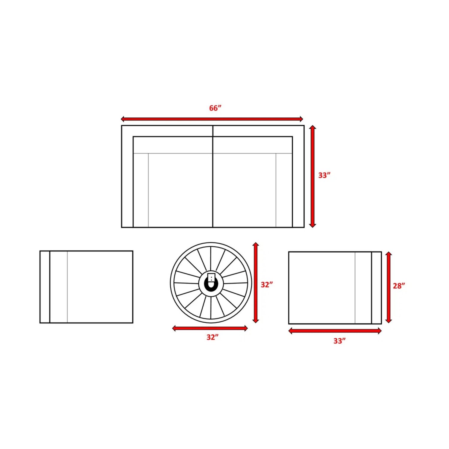 All Weather Rattan Sectional Lounge Set With Cushions And Fire Pit - Brown Mix / Gray - Image 3