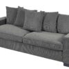 Luxe Corduroy Sofa With 5 Matching Toss Pillows, Sleek Design, Spacious And Comfortable 3 Seater Couch - Gray - Image 2