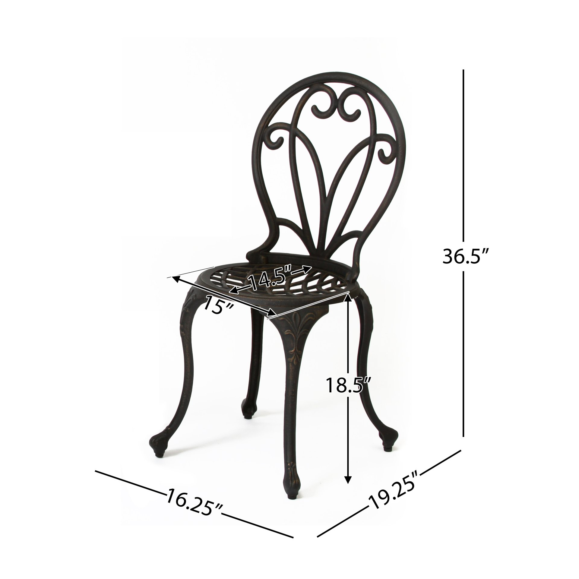 Thomas - 3 Pieces Cast Bistro Set - Black / Gold - Image 3