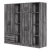 6 Door Wardrobe With Shelves And Drawers - Gray - Image 2