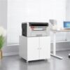 Metal Printer Stand With Storage Mobile Printer Tables For Small Spaces With Door Adjustable Shelf File Cabinet On Wheels For Home Office - White - Image 12