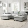 Modular Sectional With Storage Pockets, 5 Seat U Shaped Couch Set With Pillows, Free Combination Modern Cloud Sofa With 2 Movable Ottoman - Medium Gray - Image 15