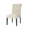 Dining Rolltop Chairs (Set of 2), Upholstered Armless Chair With Wood Leg - Ivory - Image 7