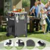 Outdoor Grill Cart With Storage, Rolling Bar Cart With Hooks And Spice Rack Stainless Steel - Black / Silver - Image 5