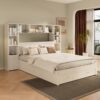 Full Size Pine Wood Platform Bed With All In 1 2 Nightstand, Storage Shelf And Cabinet Bookcase With 2 Charging Stations, Multi Functional Captain Bed Frame With 3 Drawers - White - Image 4