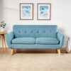 Mid Century Modern Loveseat Sofa With Button Tufted Backrest - Blue - Image 4