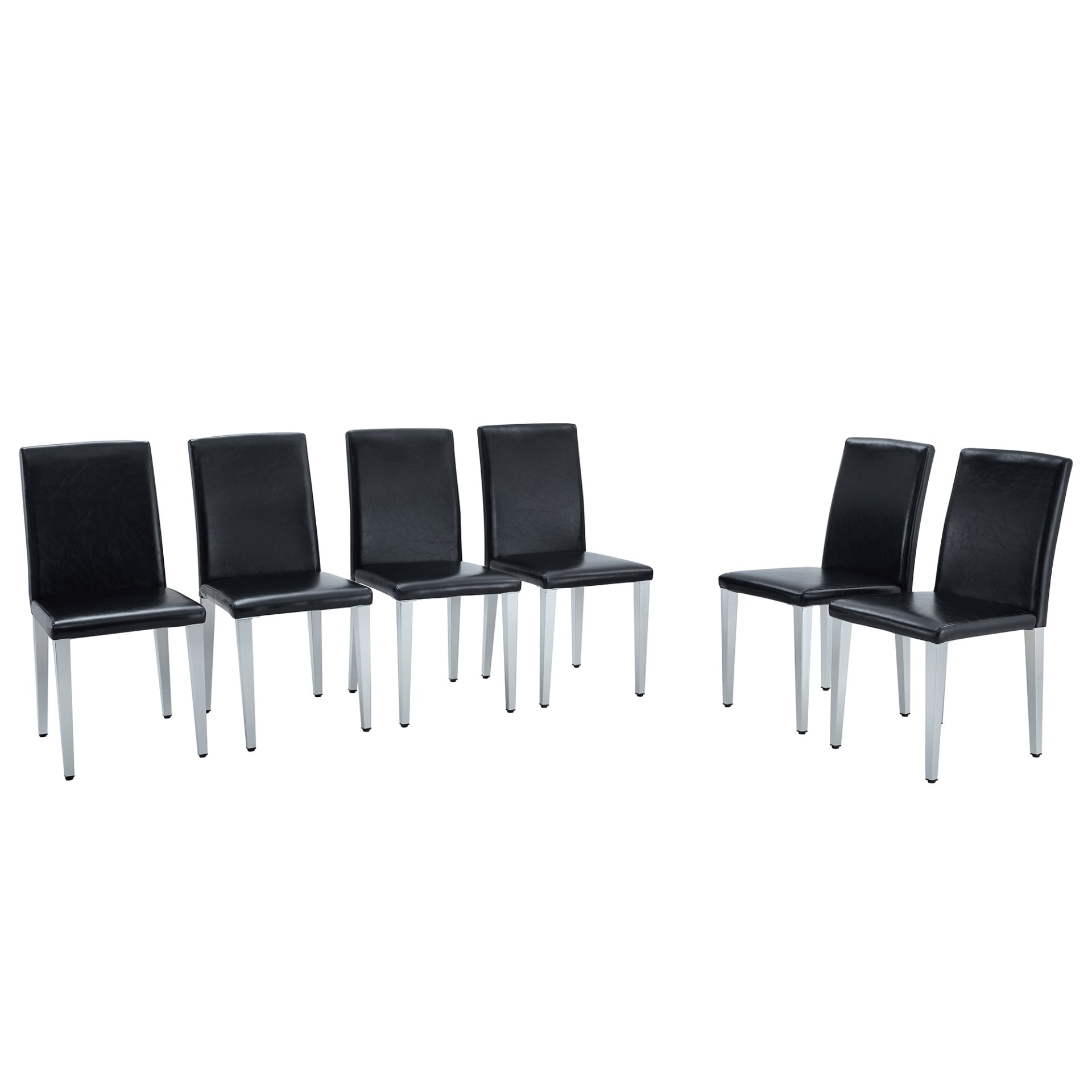 (Set of 2) Backrest Chairs With Metal Legs, They Are Ideally Suited For Minimalist And Contemporary Home Styles - Black / Silver - Image 19