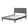 Queen Size Upholstered Platform Bed Frame Wood Slat Support - Gray - Image 5