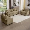 Warm And Cozy Home Theater Style Sofa Set With Soft Cushions - Tan - Image 4