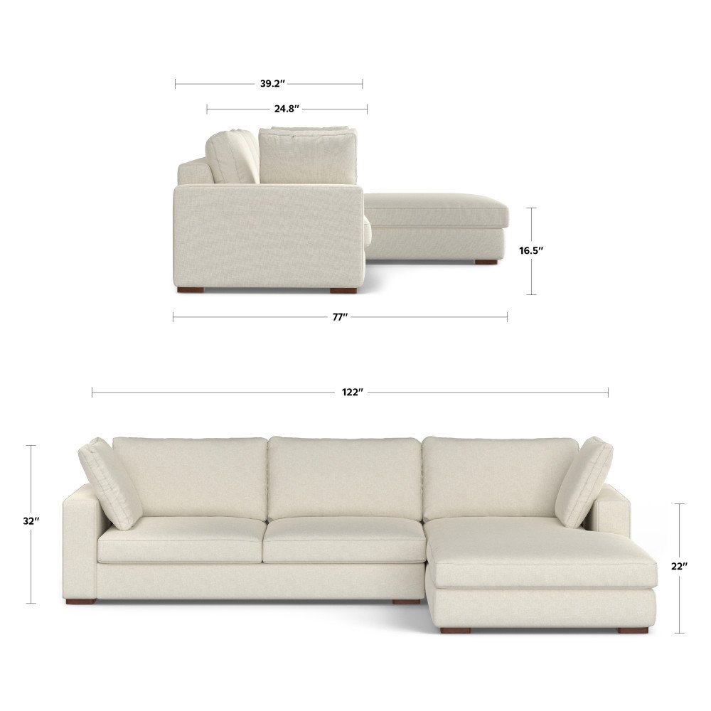 Charlie - Deep Seater Right Sectional Sofa - Cream - Image 17