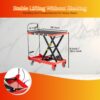 Hydraulic Lift Table Cart 500Lbs Load Red Single Scissor Lift With Non Slip Pads And Wheels - Red / Black - Image 4