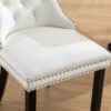 Nikki - Modern, High-End Tufted Solid Wood Contemporary And Velvet Upholstered Dining Chair With Wood Legs Nailhead Trim (Set of 2) - White / Pink - Image 12