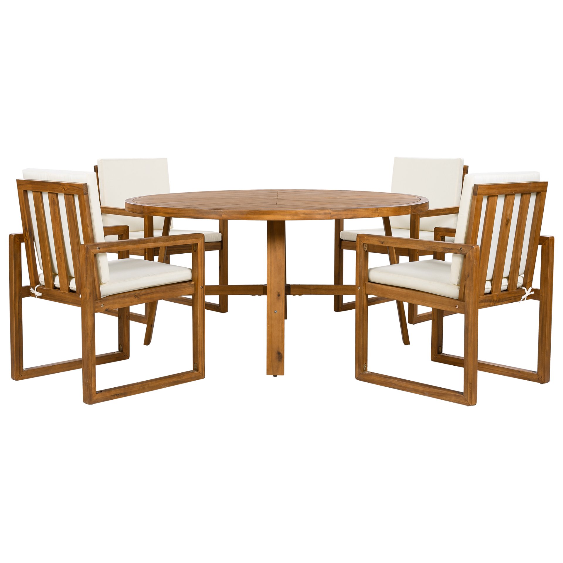 5 Piece Outdoor Patio Dining Set With 4 Armchairs And Table - Beige - Image 15