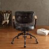 Hallie - Top Grain Leather Office Chair - Vintage Black - Image 3