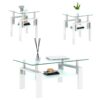 Modern Tempered Glass Tea Table, End Square Table For Living Room (Set of 2) - Transparent / White - Image 11