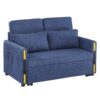 Percy - Teddy Velvet Sleeper Loveseat With Side Pockets - Navy - Image 8