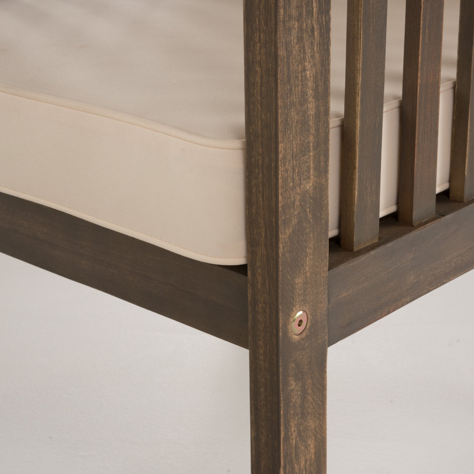 4 Piece Outdoor Chat Set With Water Resistant Cushion And Wood Frame - Cream / Gray - Image 9