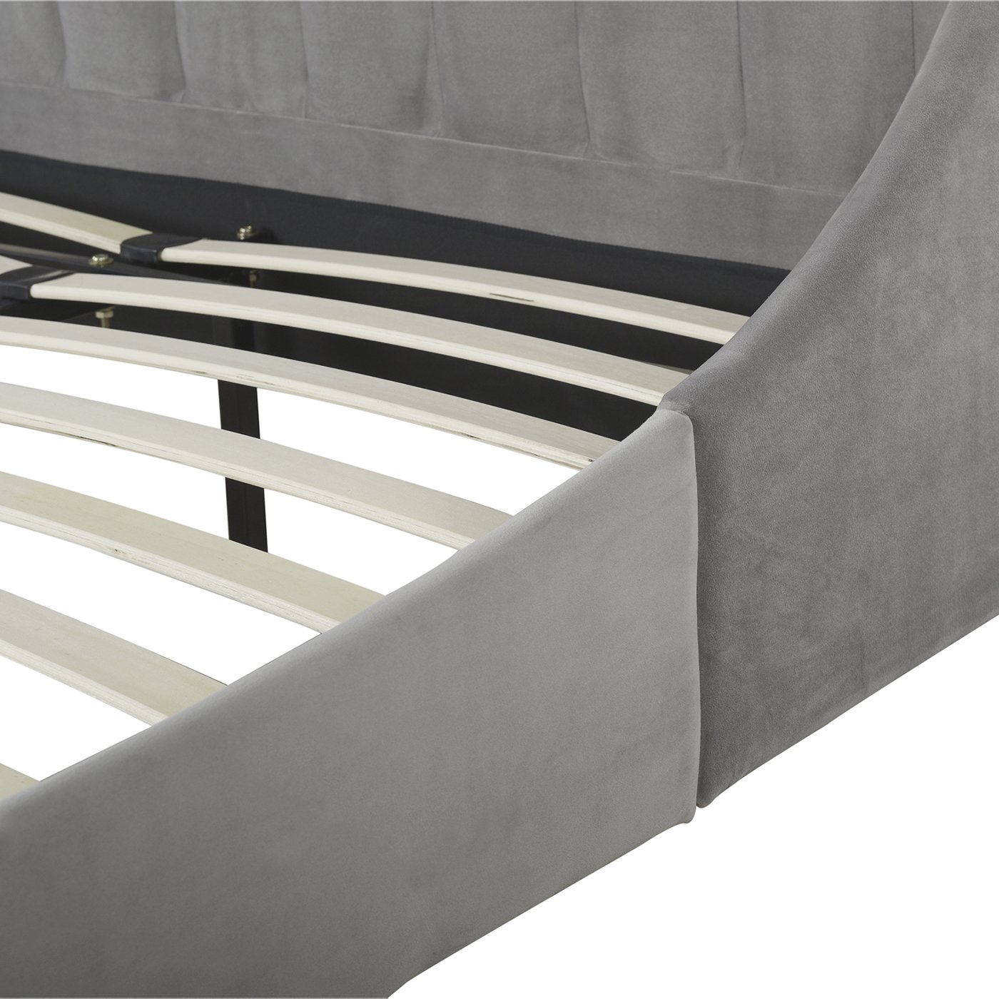Aspen - King Vertical Tufted Modern Headboard Platform Bed Set - Opal Gray - Image 4