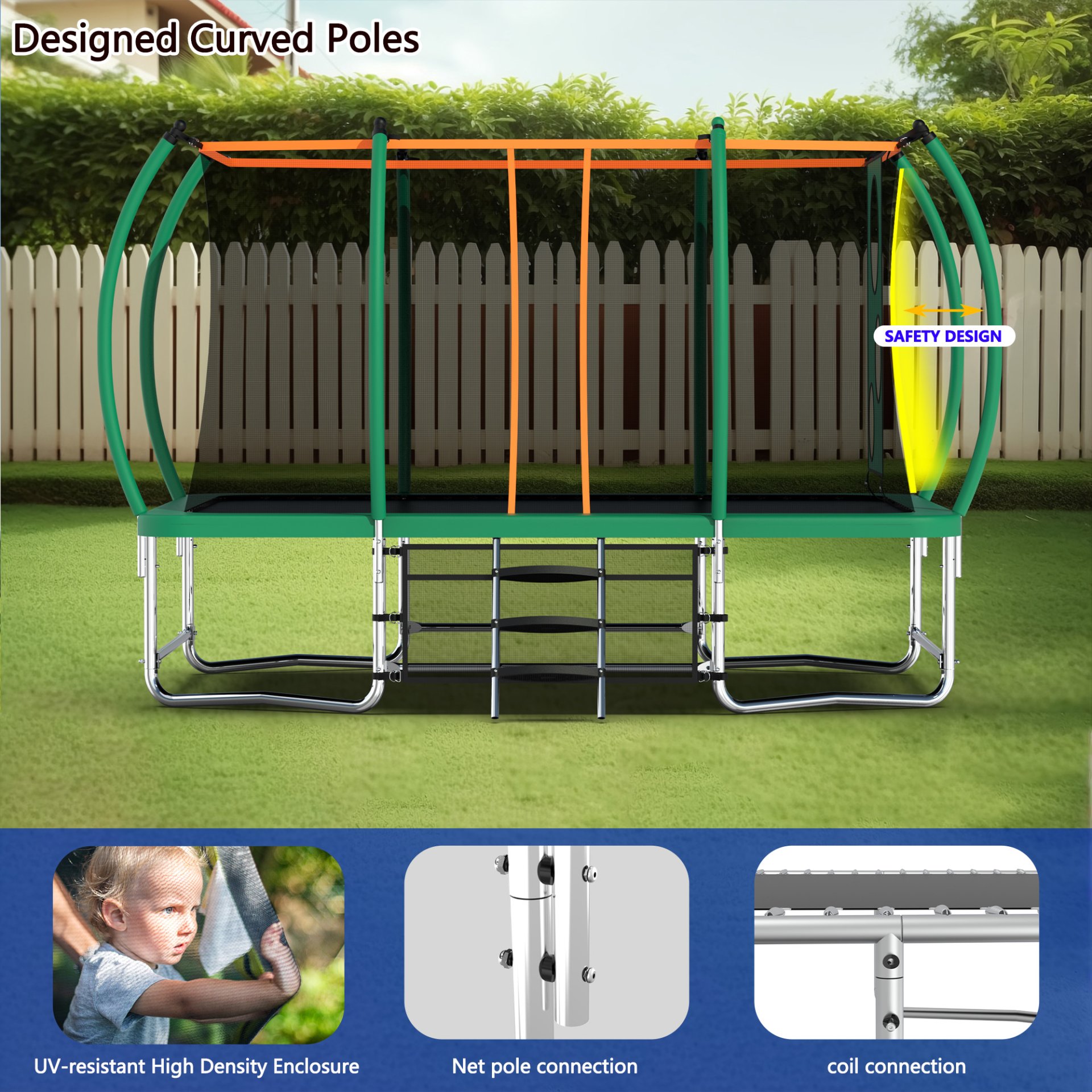 Outdoor Square Trampolines For Kids Adults Long Rectangular Tumbling Trampoline - Green - Image 10