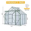 Double Door Polycarbonate Greenhouse Raised Base And Anchor Aluminum Heavy Duty Walk In Greenhouses For Outdoor Backyard In All Season - Green - Image 5