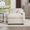 Comfortable Single Chair Deep Seat Sofa With Footstool And Pillow Light Accent Chair For Living Room And Bedroom - Beige - Image 4