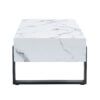 Minimalist Marble Patterned Coffee Table With Black Metal Legs - White / Black - Image 21