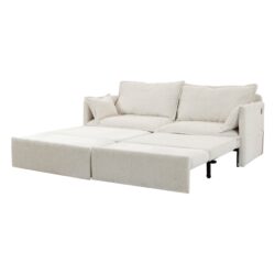 Pull Out Sofa Bed, 3 In 1 Corduroy Convertible Sleeper Sofa Couch, Side Storage, And USB / C - Type Charging Ports Chair For Living Room, Bedroom, Apartment - White