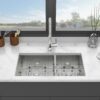 Modern Undermount Double Bowl Kitchen Sink With Dual 10" Deep Basins In Stainless Steel - White - Image 2