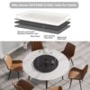 59.05" Modern Artificial Stone Round Metal Dining Table, Can Accommodate 6 People, Artificial Stone Turntable - Black / White - Image 7