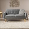 Mid Century Modern Loveseat Sofa With Button Tufted Backrest - Dark Gray - Image 5