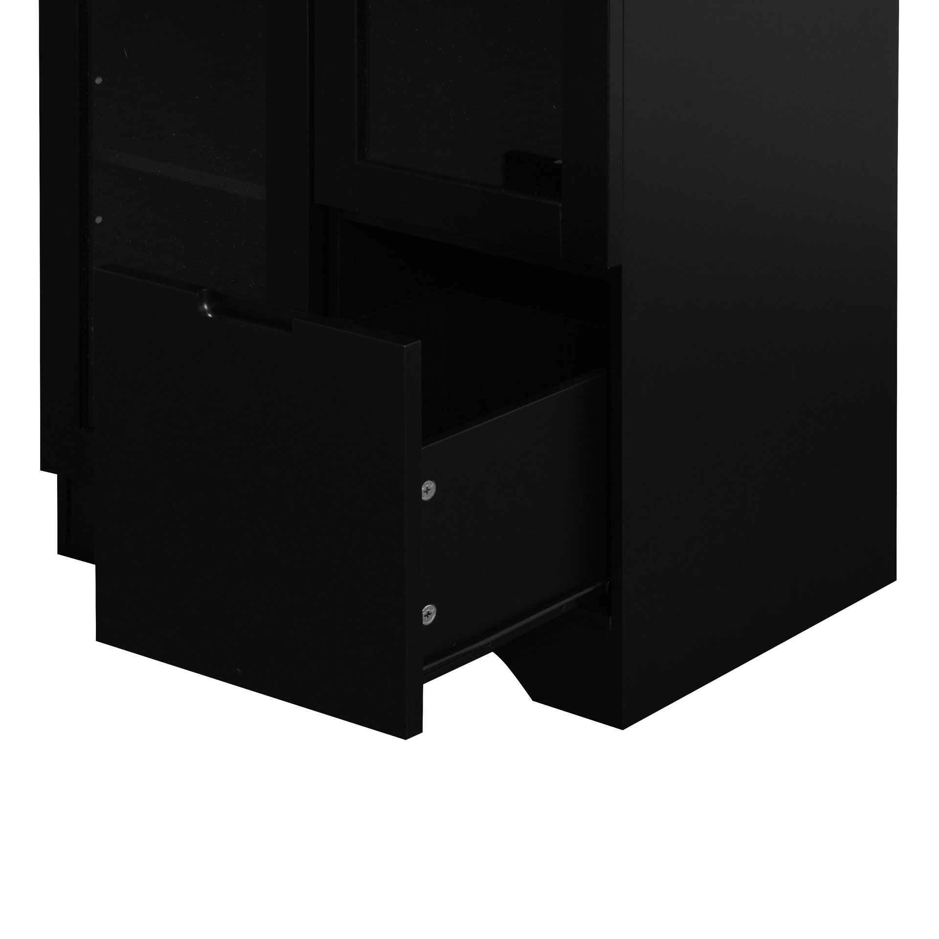 Modern Painted Cabinet With Glass Doors And Drawer - Black - Image 22