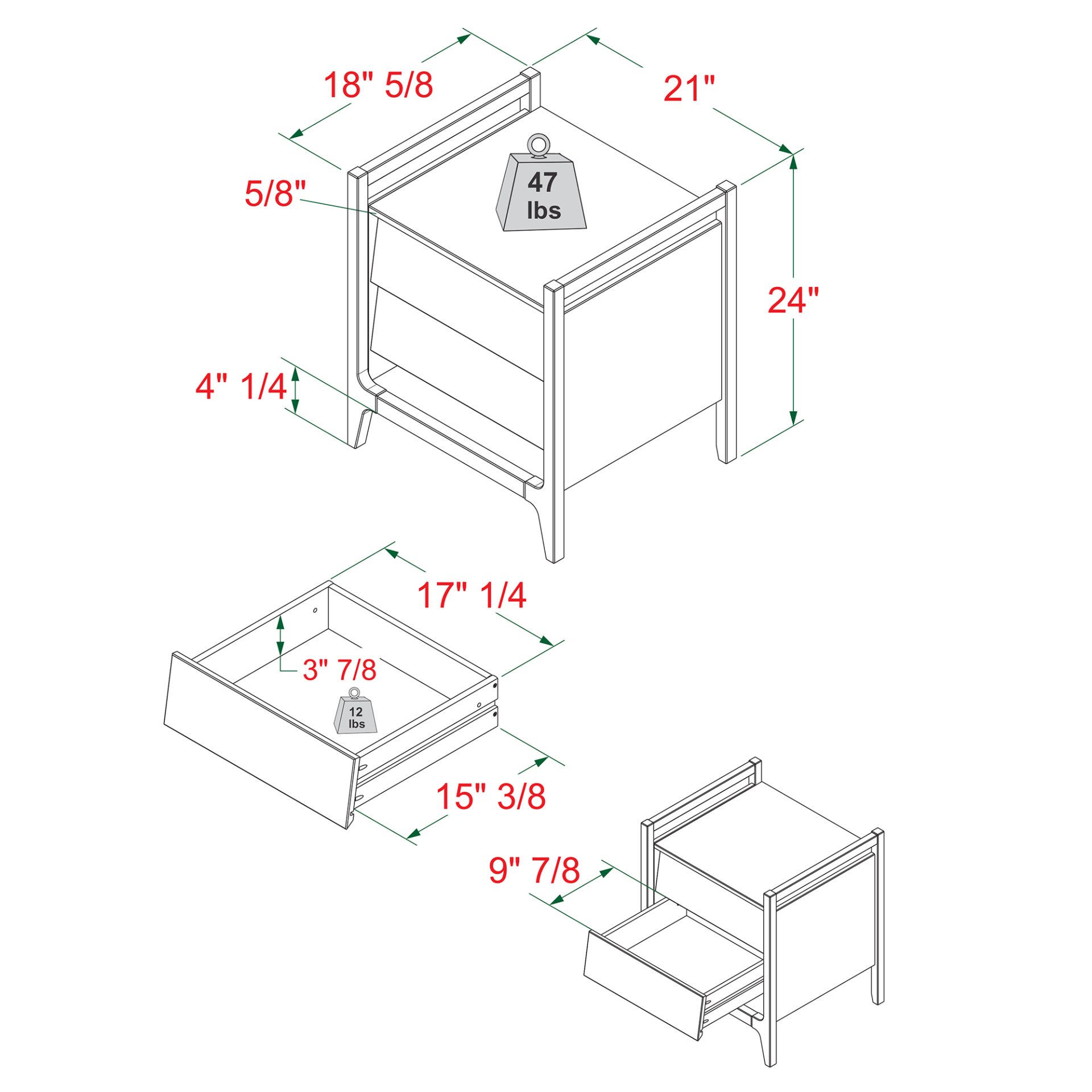 Scandi - Angle Face Solid Wood Nightstand - Caramel - Image 3