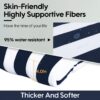 2 Piece High Back Chair Cushion Set Tufted Patio Or Rocking Chair Cushions For Garden Or Porch - Blue Stripe - Image 15