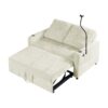 Modern Loveseat Pull Out Sofa Bed With Adjustable Backrest, Two Cup Holders, A Phone Holder, Three Charging Ports And Side Storage Pockets For Living Room - Beige - Image 20